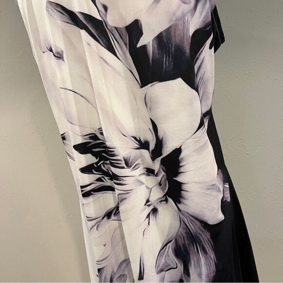 Casual sleeveless a-line Black and White Floral mini Dress size large - Picture 6 of 12